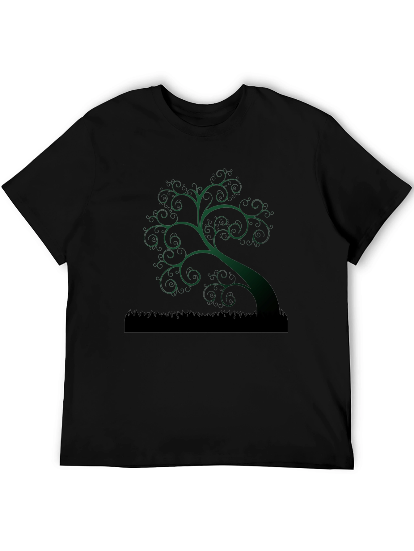 Whimsical Tree Graphic Tee - Unique Dark Green Design