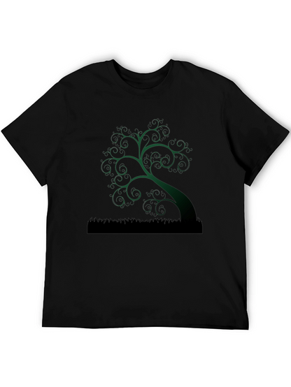 Whimsical Tree Graphic Tee - Unique Dark Green Design