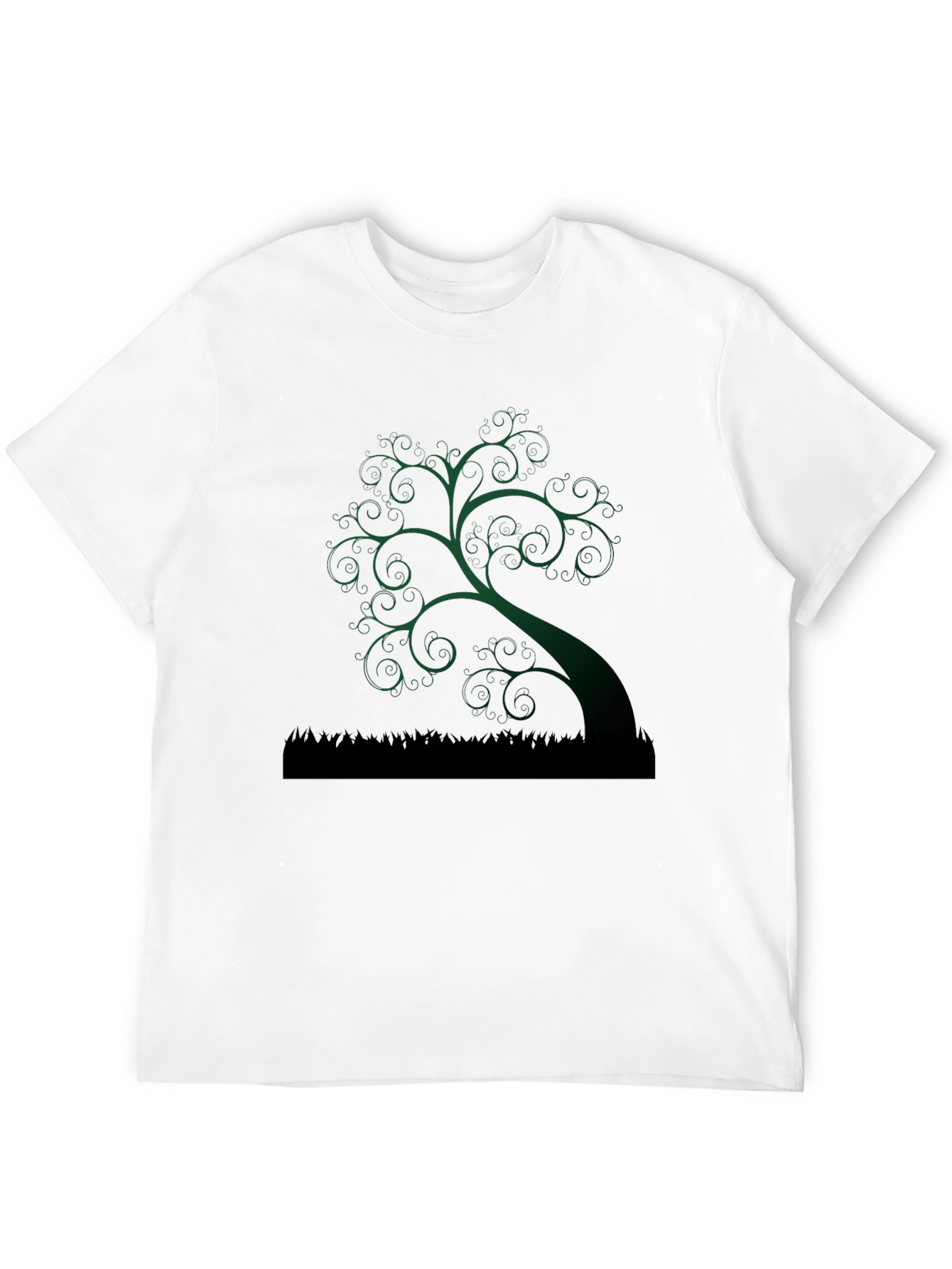 Whimsical Tree Graphic Tee - Unique Dark Green Design