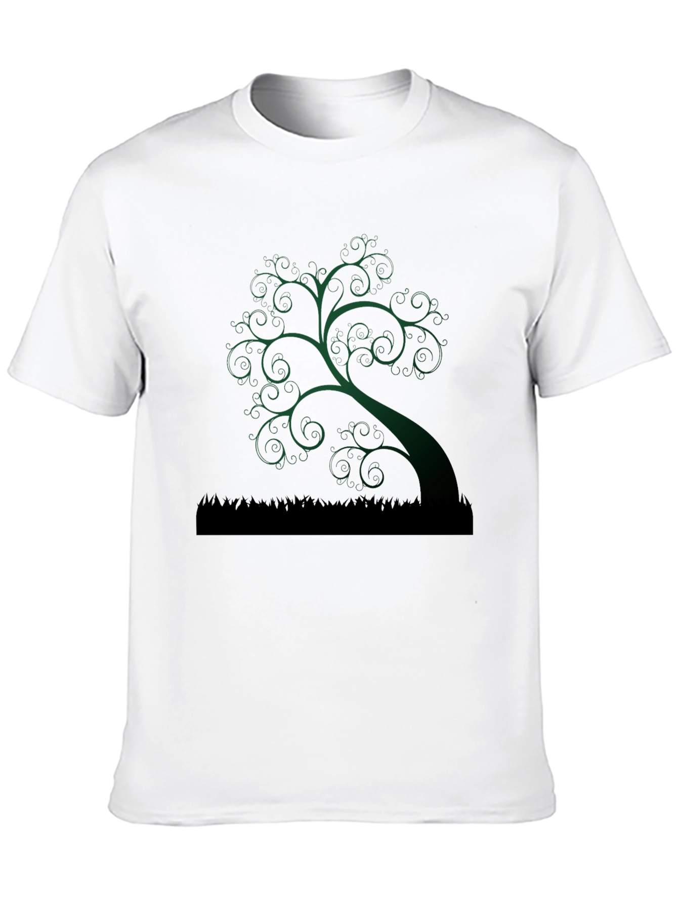 Whimsical Tree Graphic Tee - Unique Dark Green Design