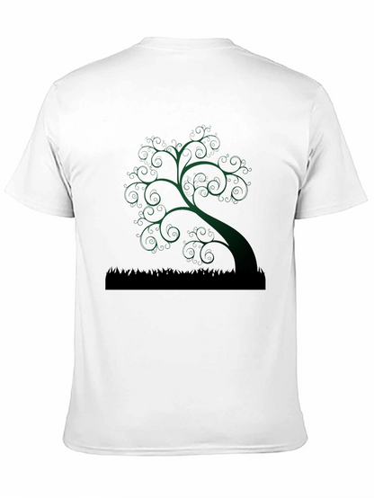 Whimsical Tree Graphic Tee - Unique Dark Green Design