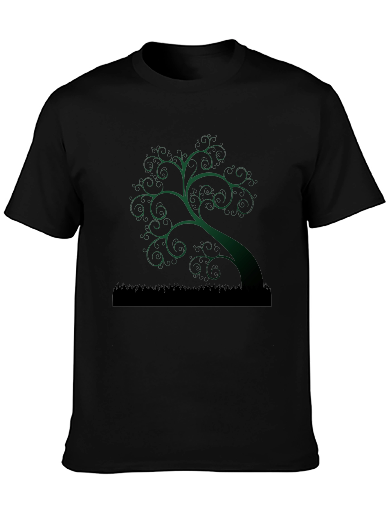 Whimsical Tree Graphic Tee - Unique Dark Green Design