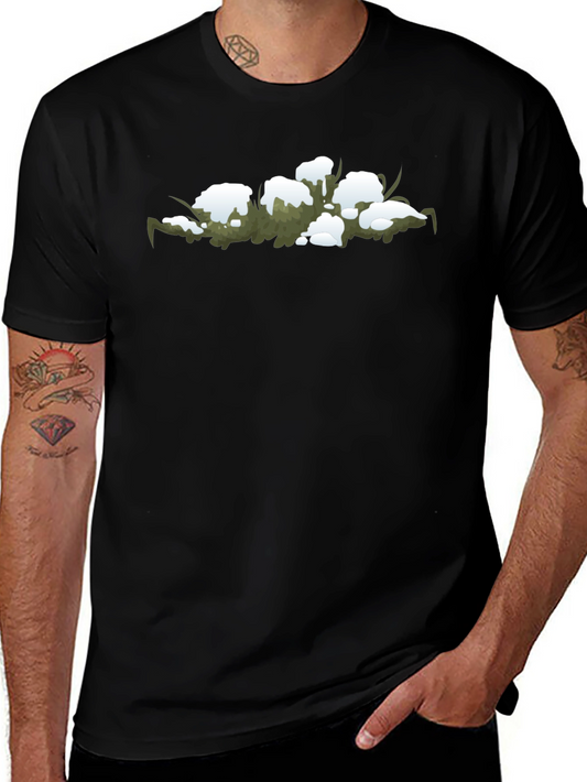 Snowy Grass Graphic Black T-Shirt