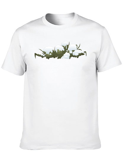 Snowy Grass Graphic Black T-Shirt