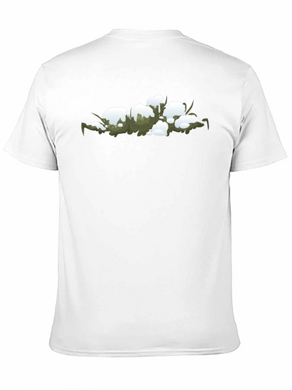 Snowy Grass Graphic Black T-Shirt