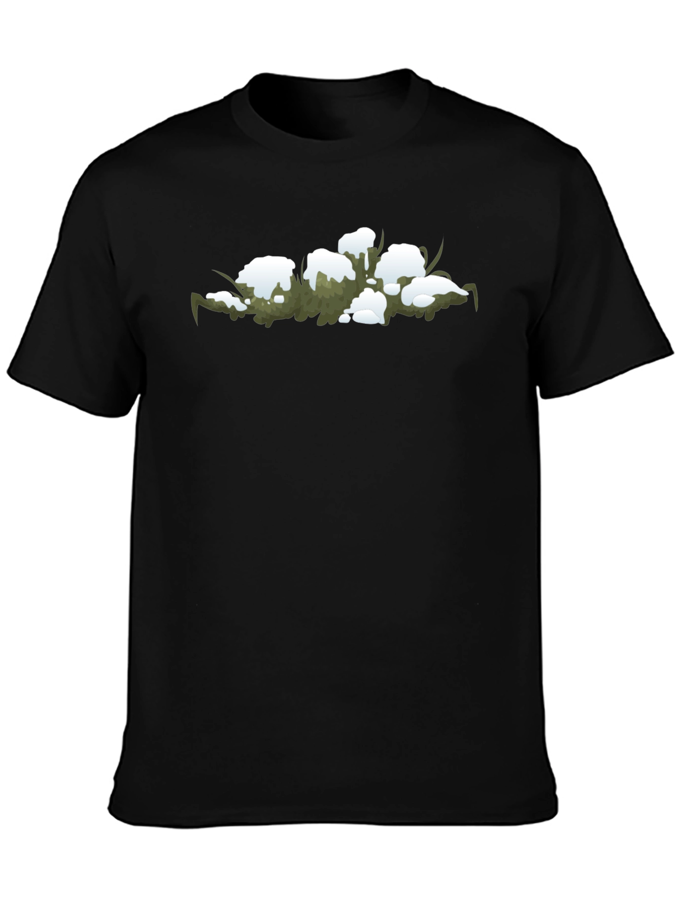 Snowy Grass Graphic Black T-Shirt