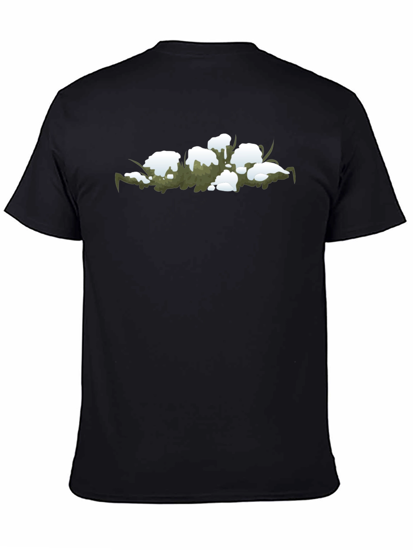 Snowy Grass Graphic Black T-Shirt