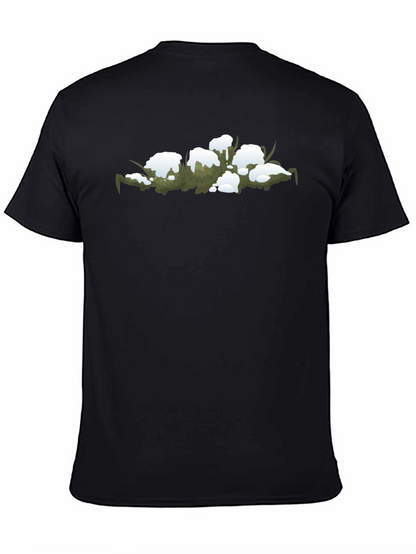 Snowy Grass Graphic Black T-Shirt