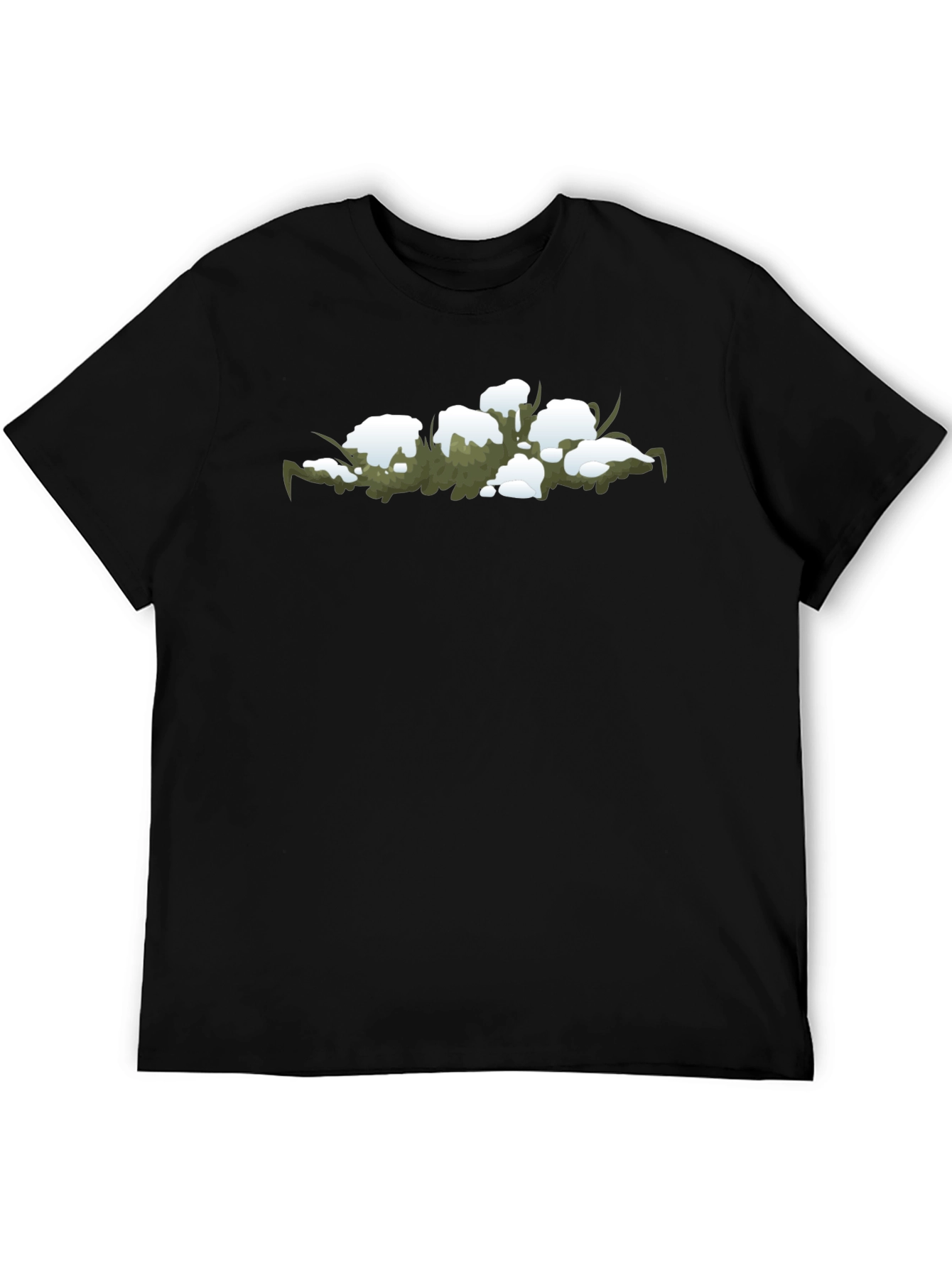 Snowy Grass Graphic Black T-Shirt