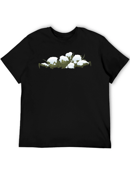 Snowy Grass Graphic Black T-Shirt