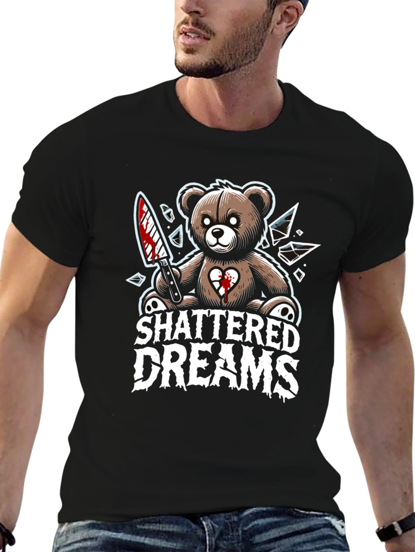 Shattered Dreams Teddy Bear Graphic T-Shirt