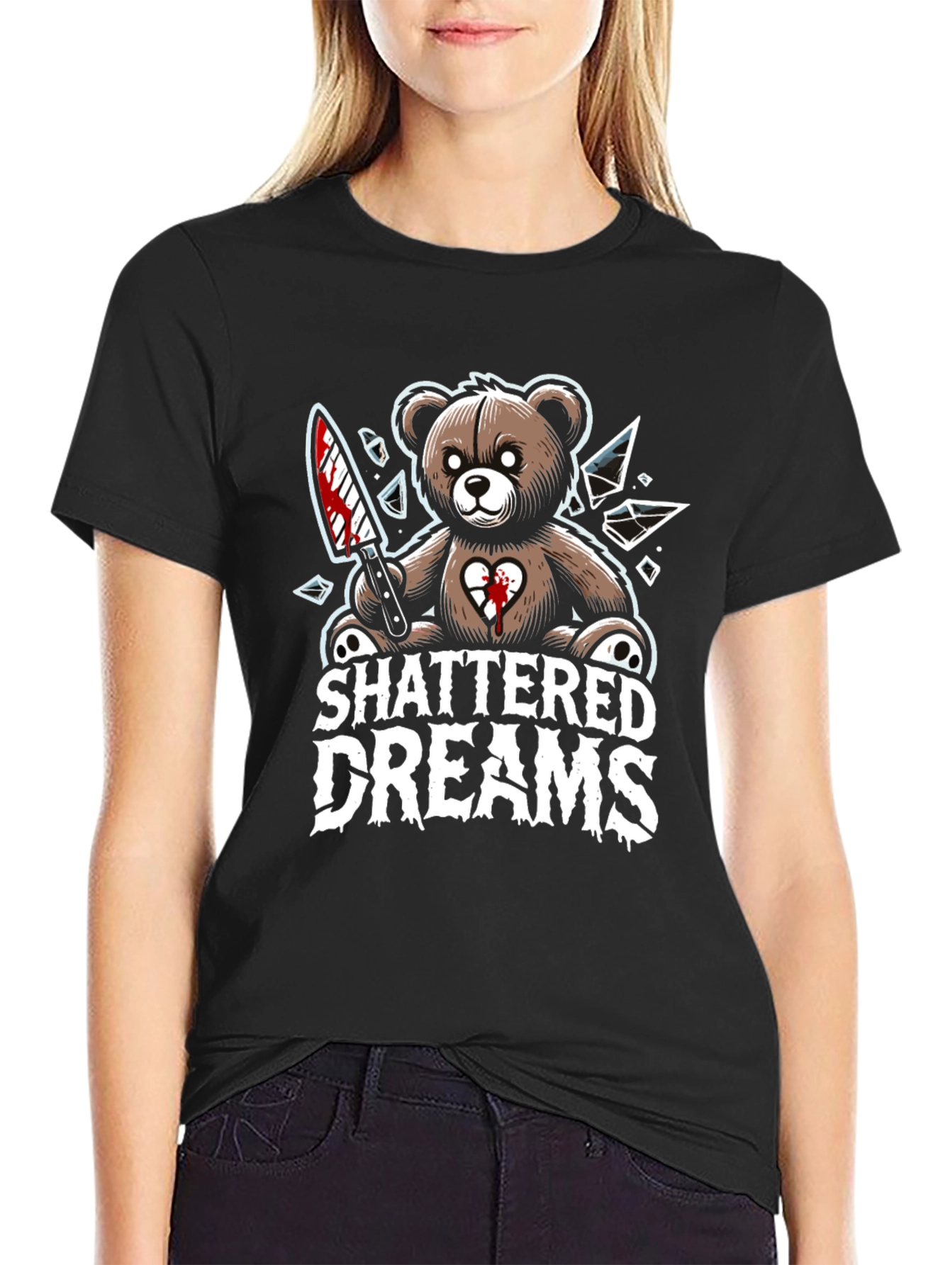 Shattered Dreams Teddy Bear Graphic T-Shirt