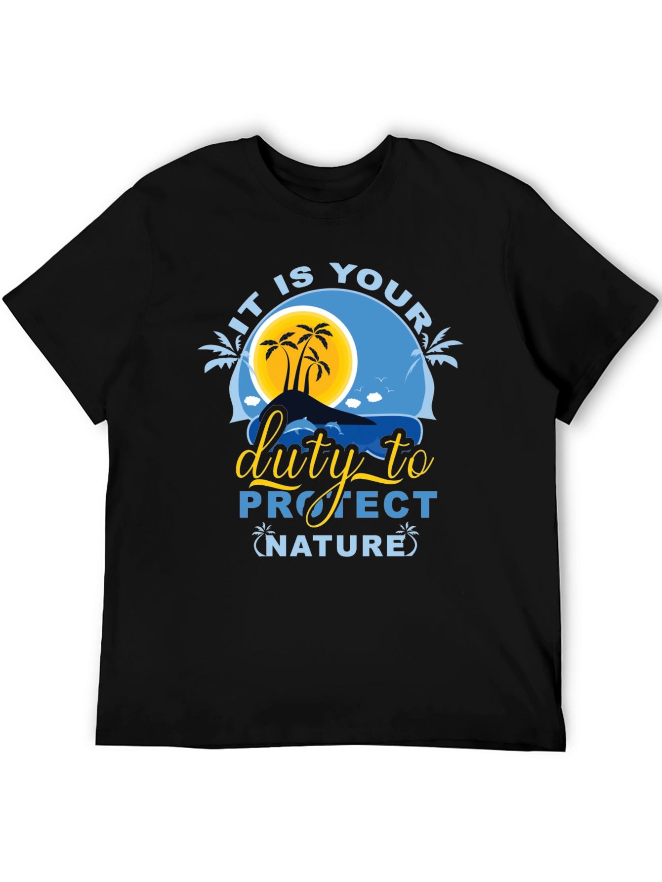 Protect Nature Graphic Tee - Black Cotton T-Shirt