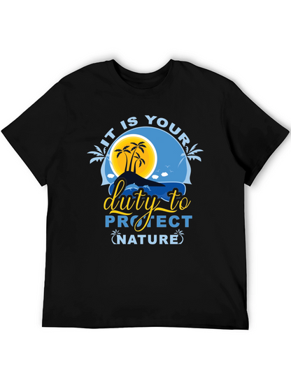Protect Nature Graphic Tee - Black Cotton T-Shirt