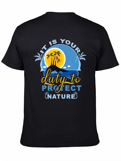 Protect Nature Graphic Tee - Black Cotton T-Shirt