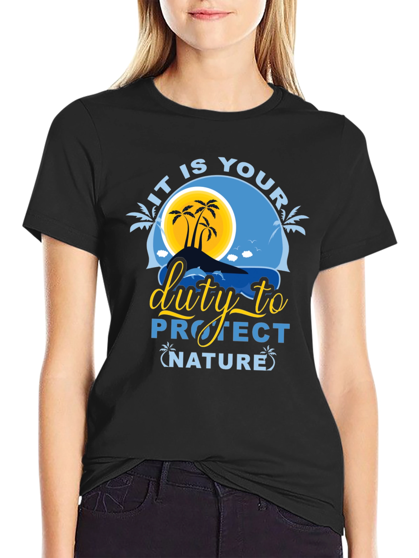 Protect Nature Graphic Tee - Black Cotton T-Shirt
