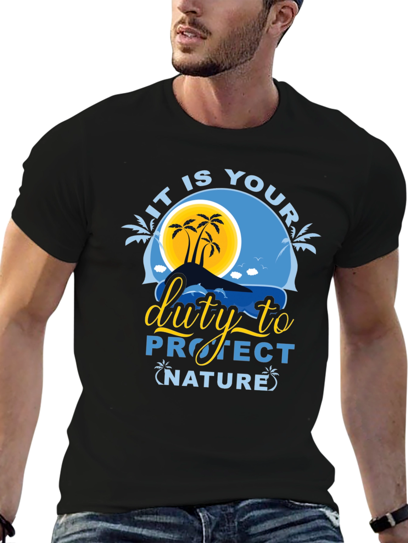 Protect Nature Graphic Tee - Black Cotton T-Shirt