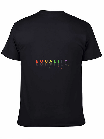 Equality Rainbow Graphic Tee - Black Cotton Shirt