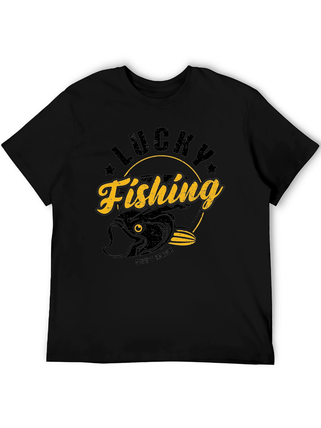 Lucky Fishing Graphic T-Shirt - Black