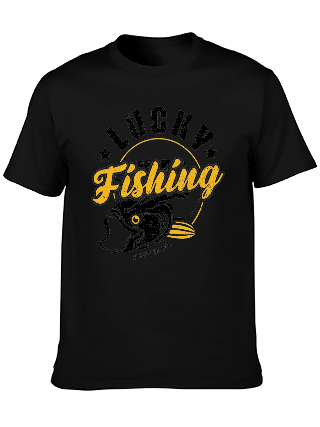 Lucky Fishing Graphic T-Shirt - Black