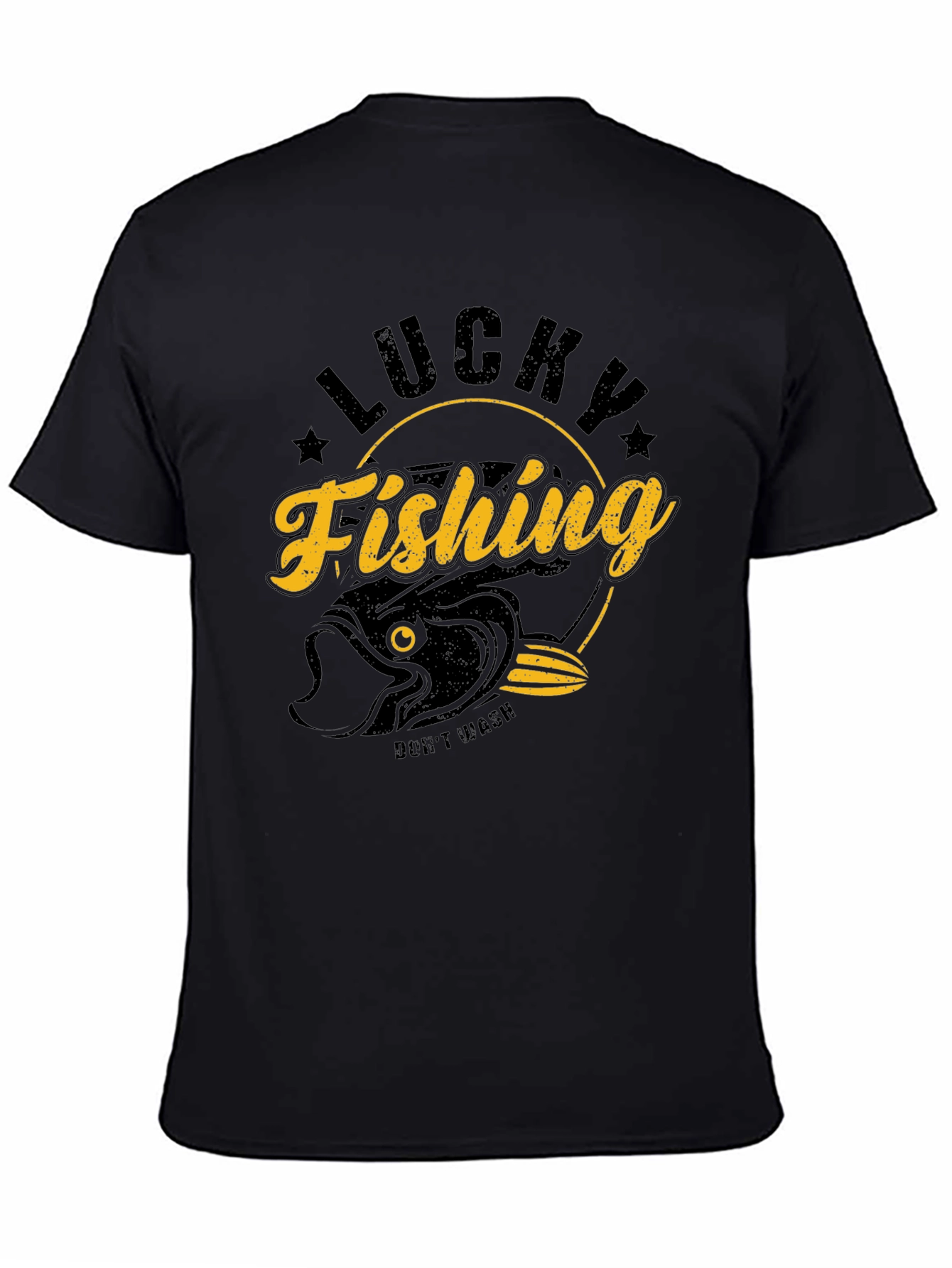 Lucky Fishing Graphic T-Shirt - Black