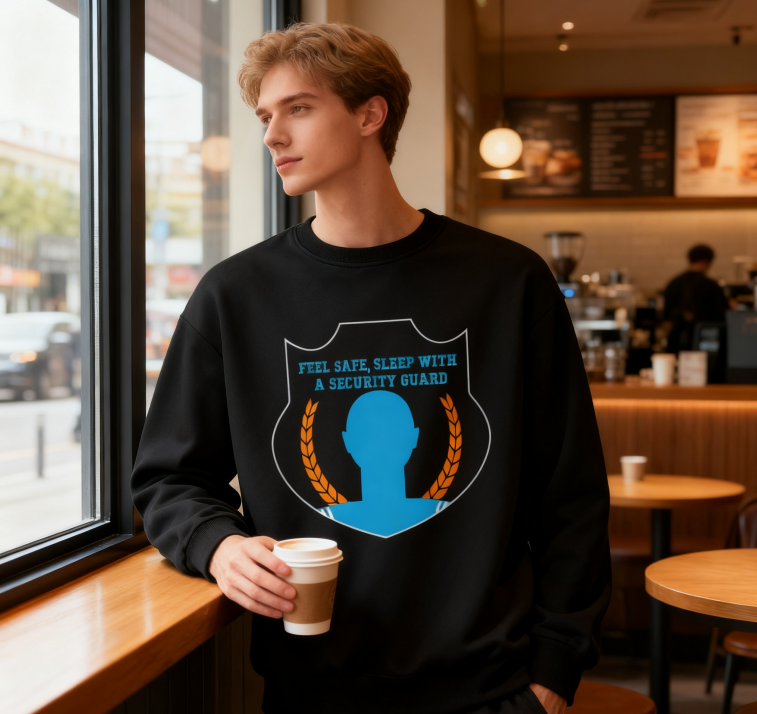 Unisex Security Guard Shield Graphic Sweatshirt (Funny Slogan)