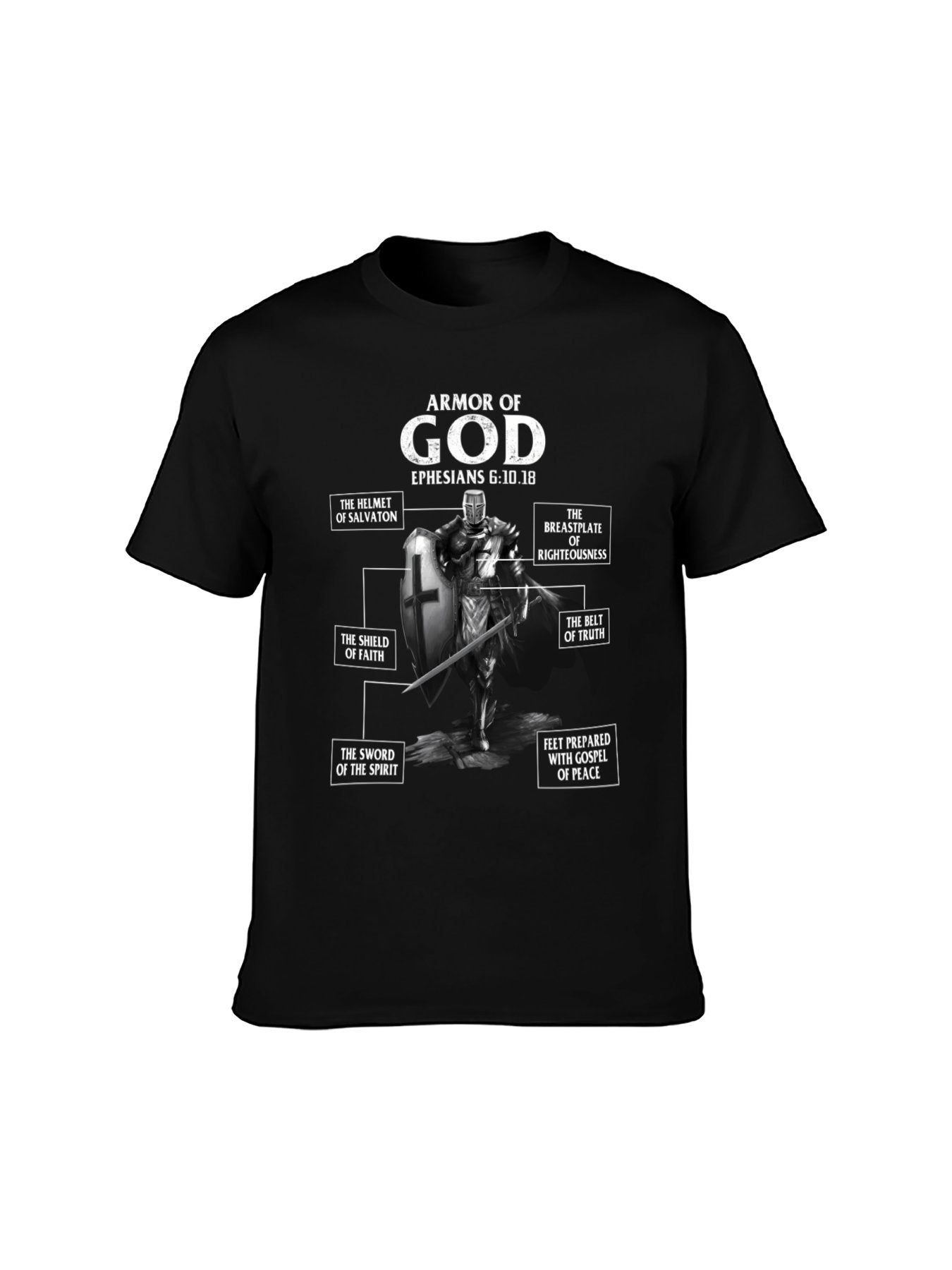 Armor of God Ephesians 6:10-18 Christian T-Shirt - 100% Cotton, Faith-Inspired Tee for Daily Wear & Religious Gatherings