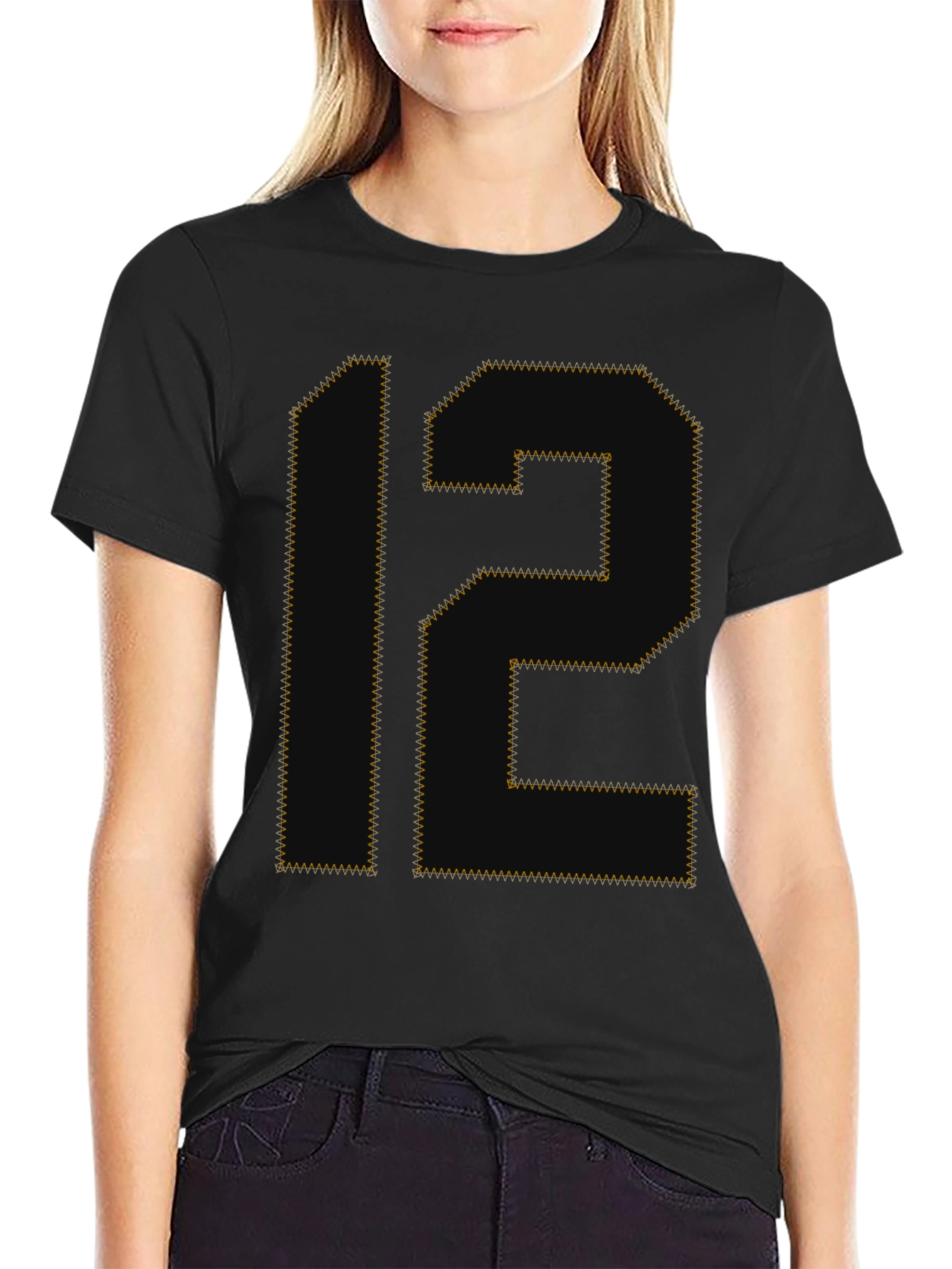 Number 12 Graphic Tee - Black Cotton T-Shirt