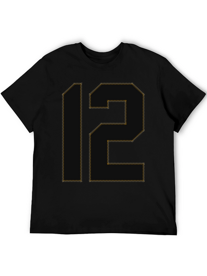 Number 12 Graphic Tee - Black Cotton T-Shirt