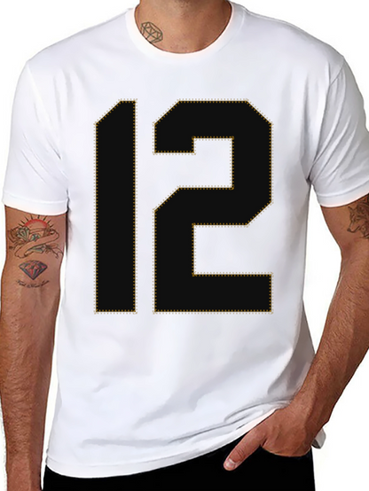 Number 12 Graphic Tee - Black Cotton T-Shirt