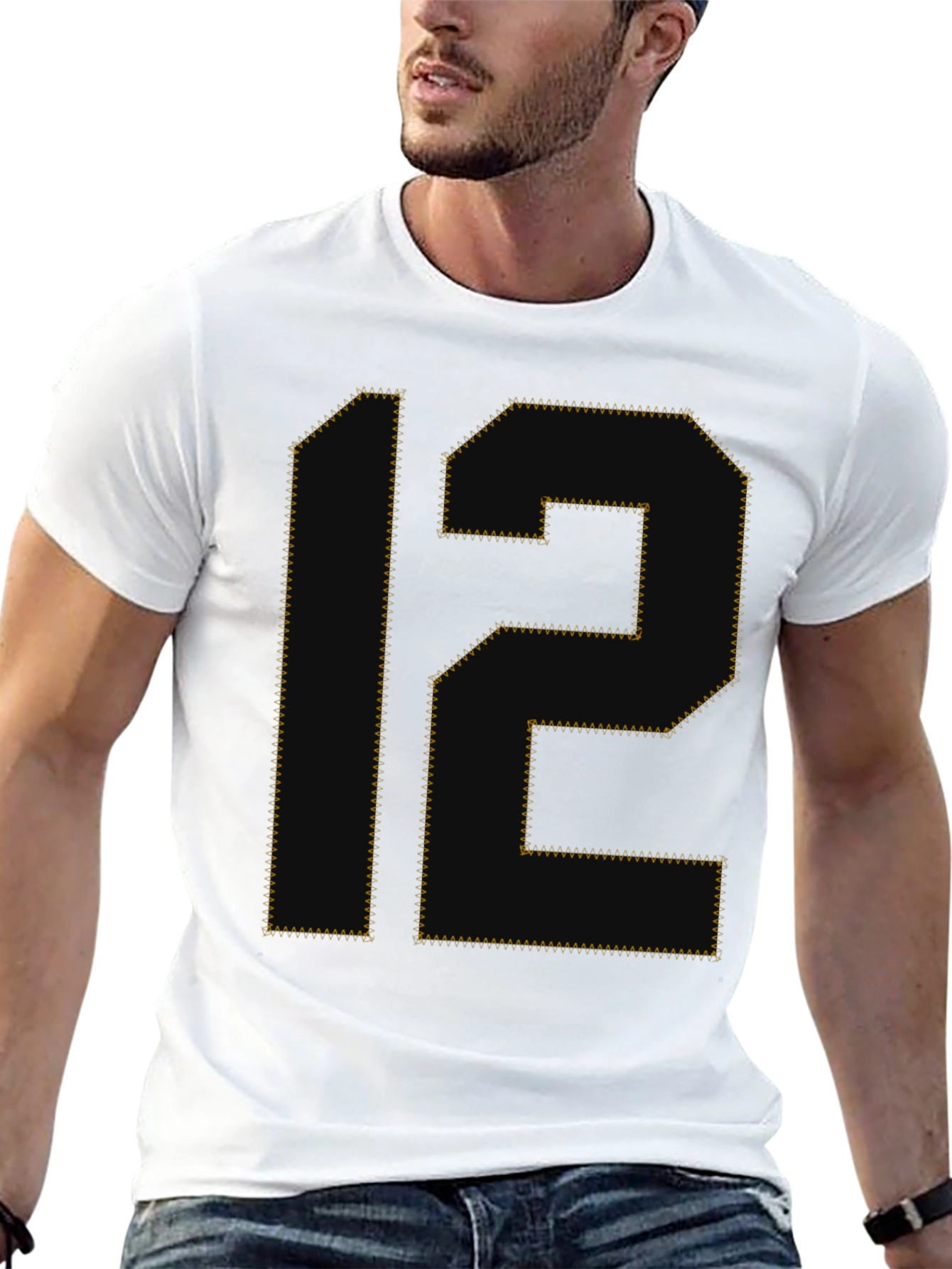 Number 12 Graphic Tee - Black Cotton T-Shirt