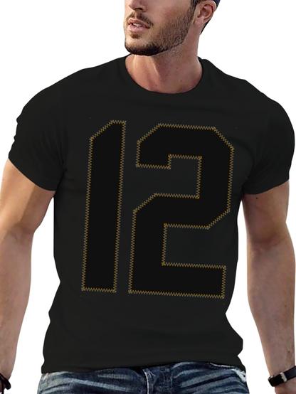 Number 12 Graphic Tee - Black Cotton T-Shirt