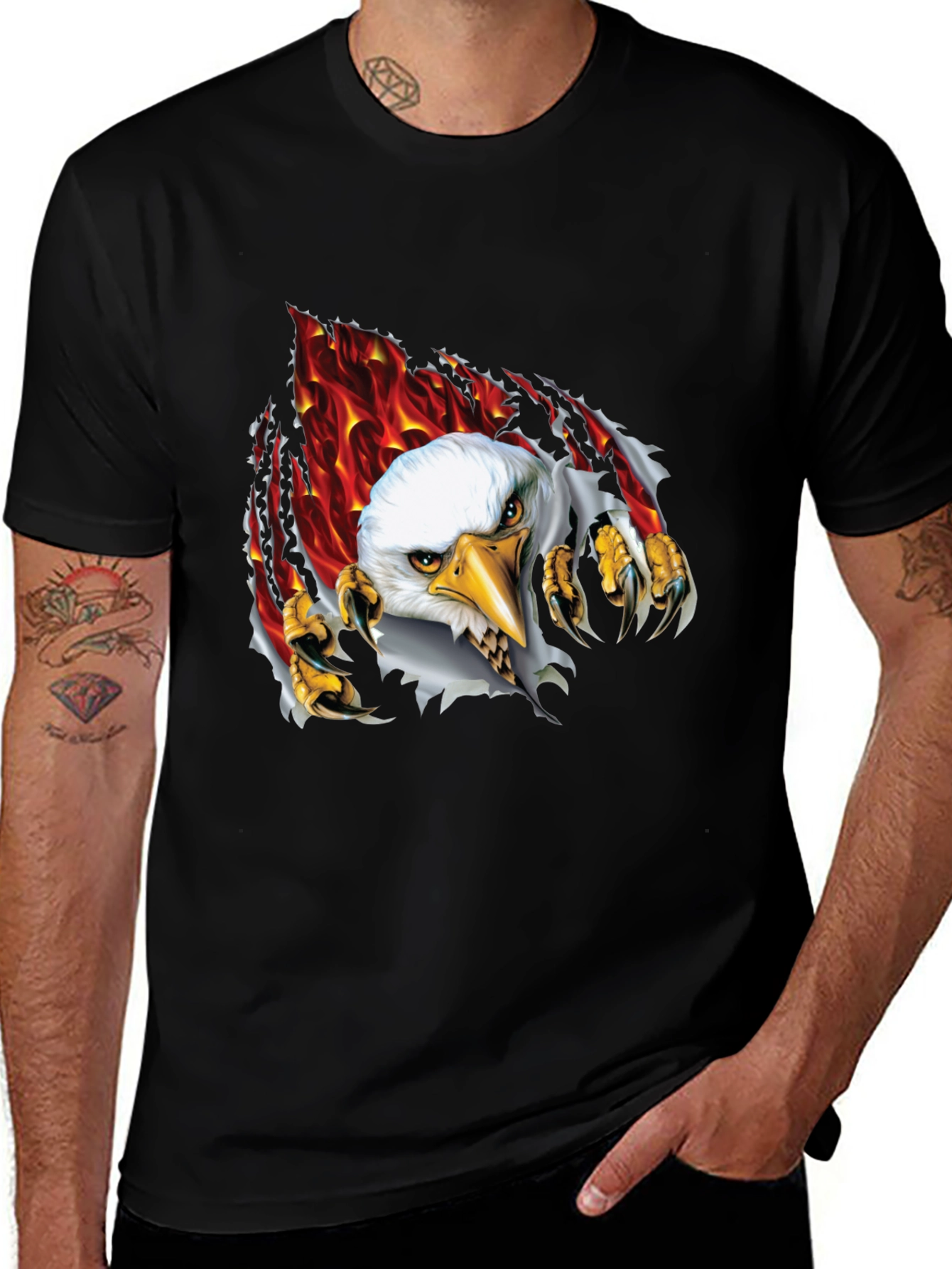 Eagle Graphic Black T-Shirt for Men