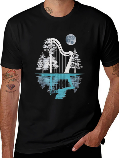 Harp & Moon T-Shirt - Reflective Design