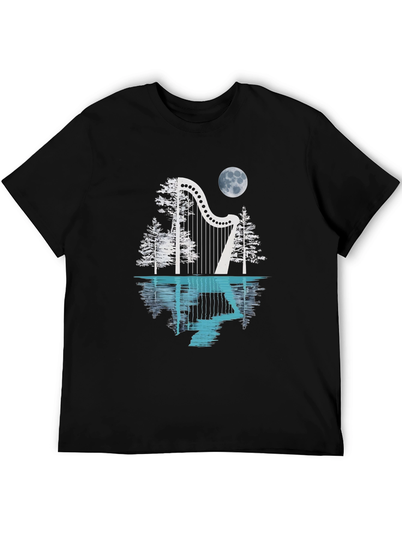 Harp & Moon T-Shirt - Reflective Design