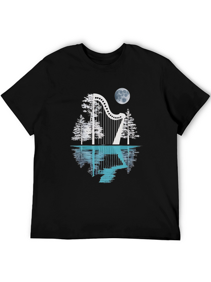 Harp & Moon T-Shirt - Reflective Design