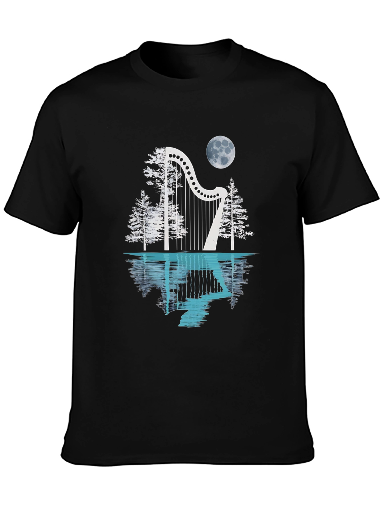 Harp & Moon T-Shirt - Reflective Design