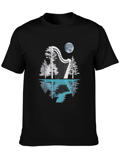 Harp & Moon T-Shirt - Reflective Design