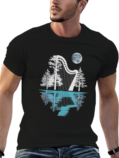 Harp & Moon T-Shirt - Reflective Design