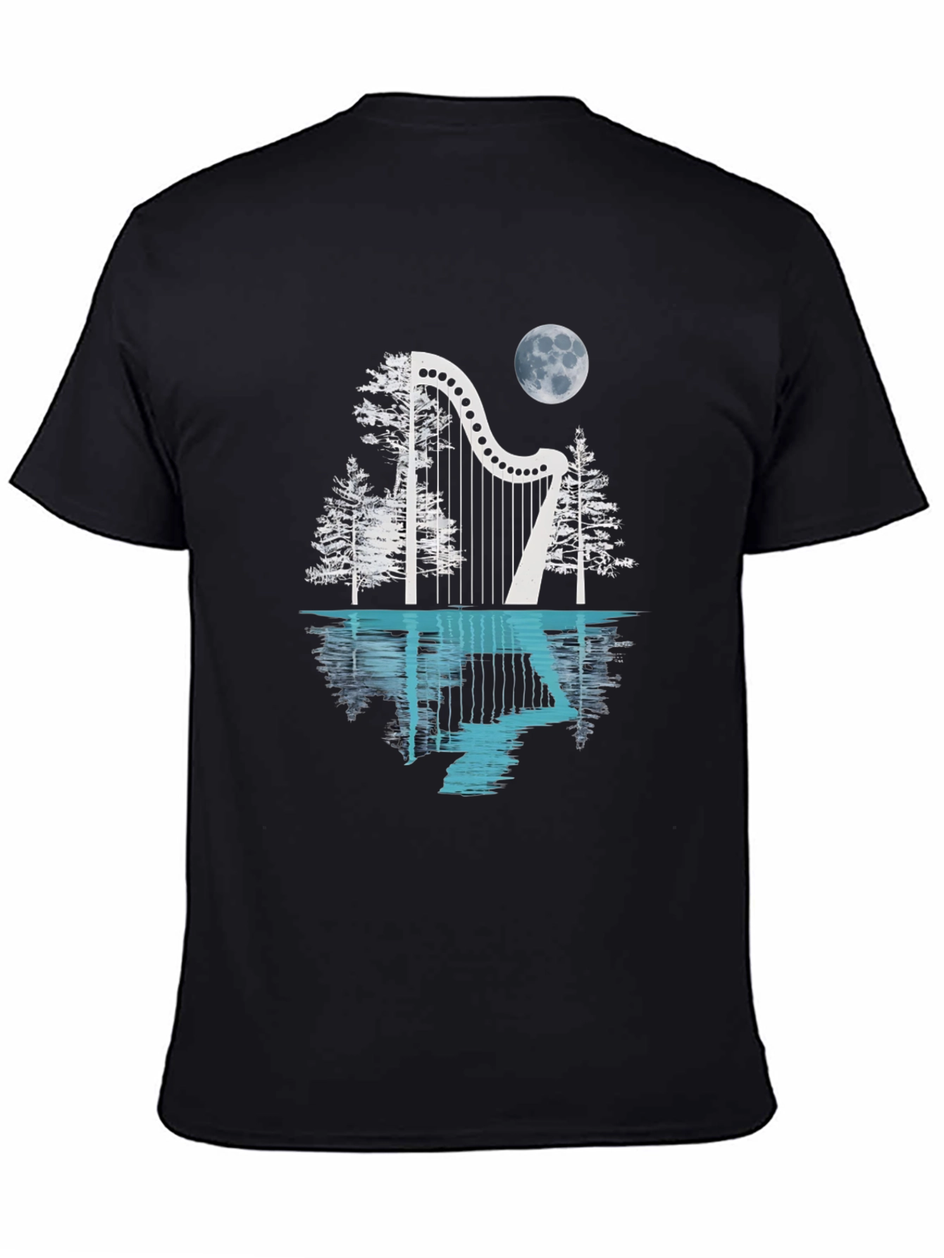 Harp & Moon T-Shirt - Reflective Design