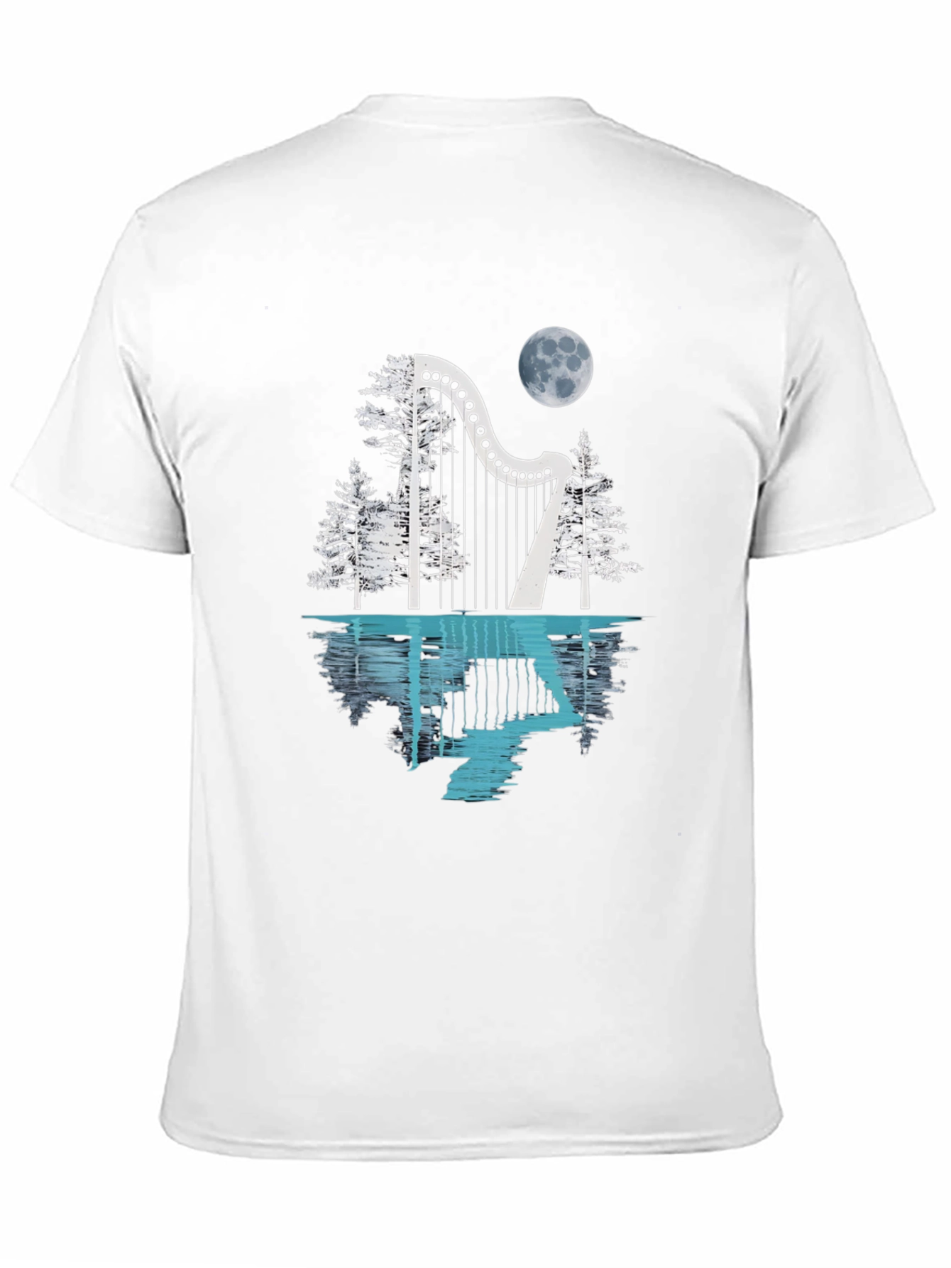 Harp & Moon T-Shirt - Reflective Design