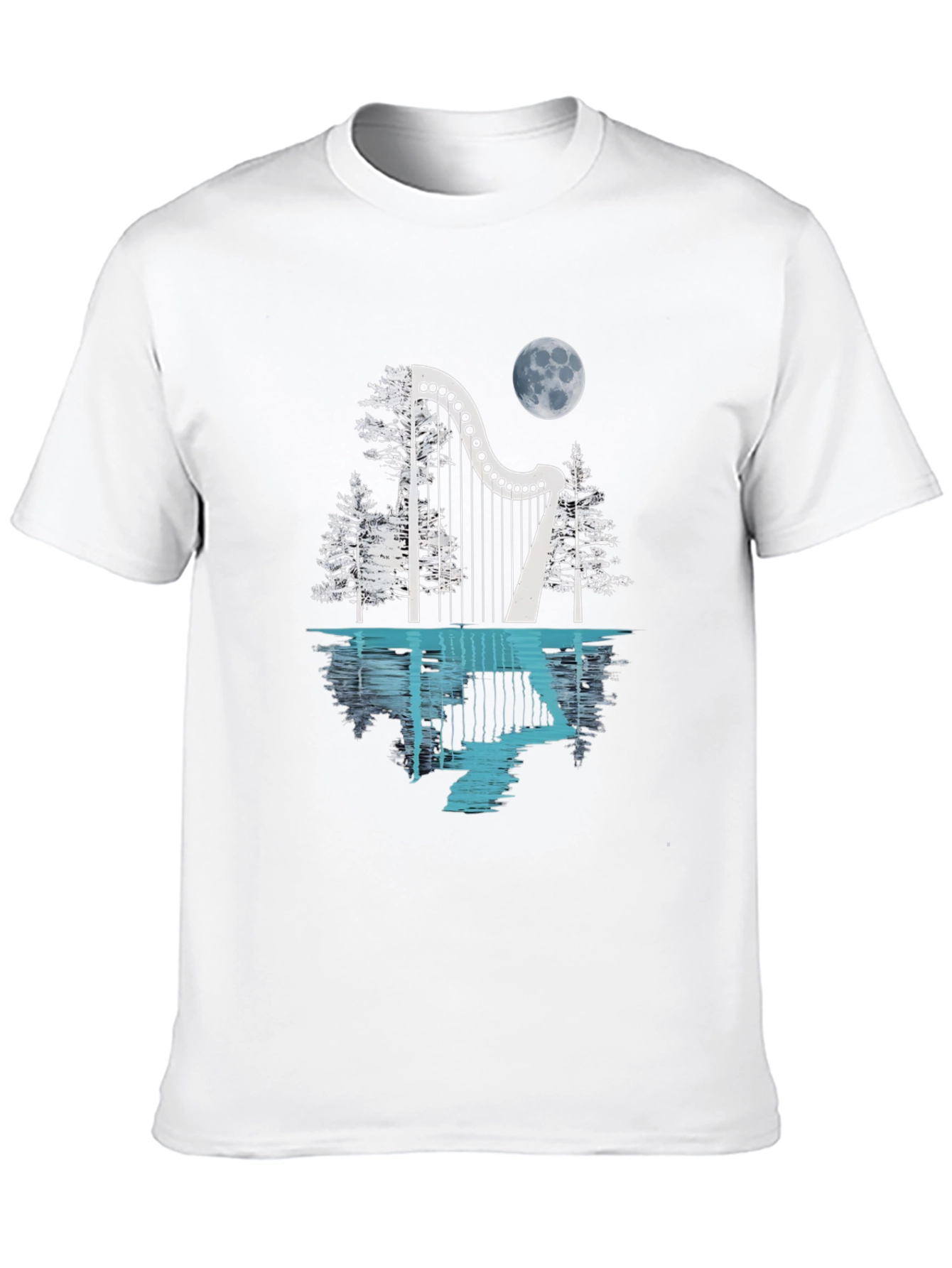 Harp & Moon T-Shirt - Reflective Design