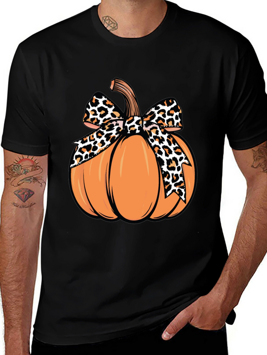 Pumpkin Leopard Bow T-Shirt - Fall Apparel