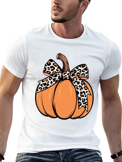 Pumpkin Leopard Bow T-Shirt - Fall Apparel