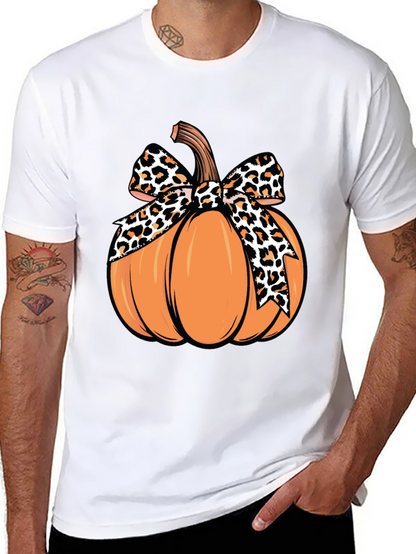 Pumpkin Leopard Bow T-Shirt - Fall Apparel