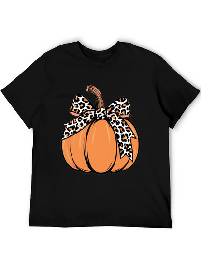 Pumpkin Leopard Bow T-Shirt - Fall Apparel