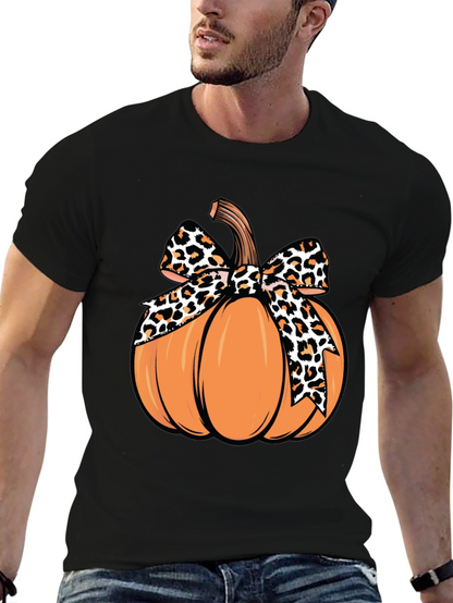 Pumpkin Leopard Bow T-Shirt - Fall Apparel