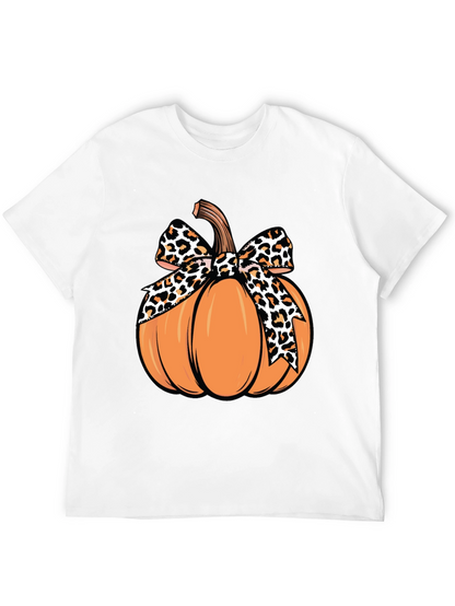 Pumpkin Leopard Bow T-Shirt - Fall Apparel