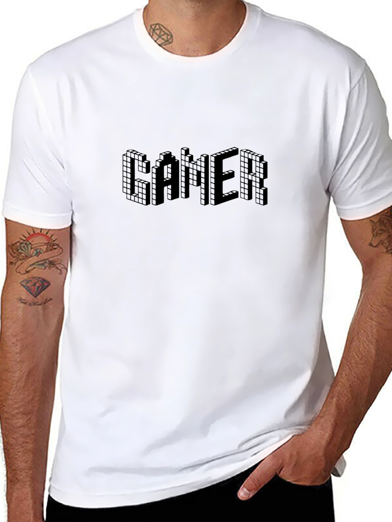 Pixel Gamer Graphic Tee - Black Short Sleeve