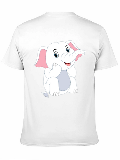 Black T-Shirt with Cute Cartoon Elephant Design